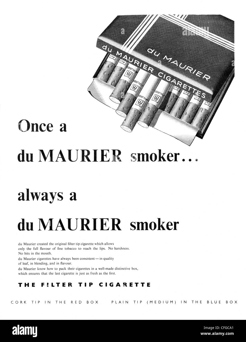 Les cigarettes du Maurier annonce de 1955 Banque D'Images