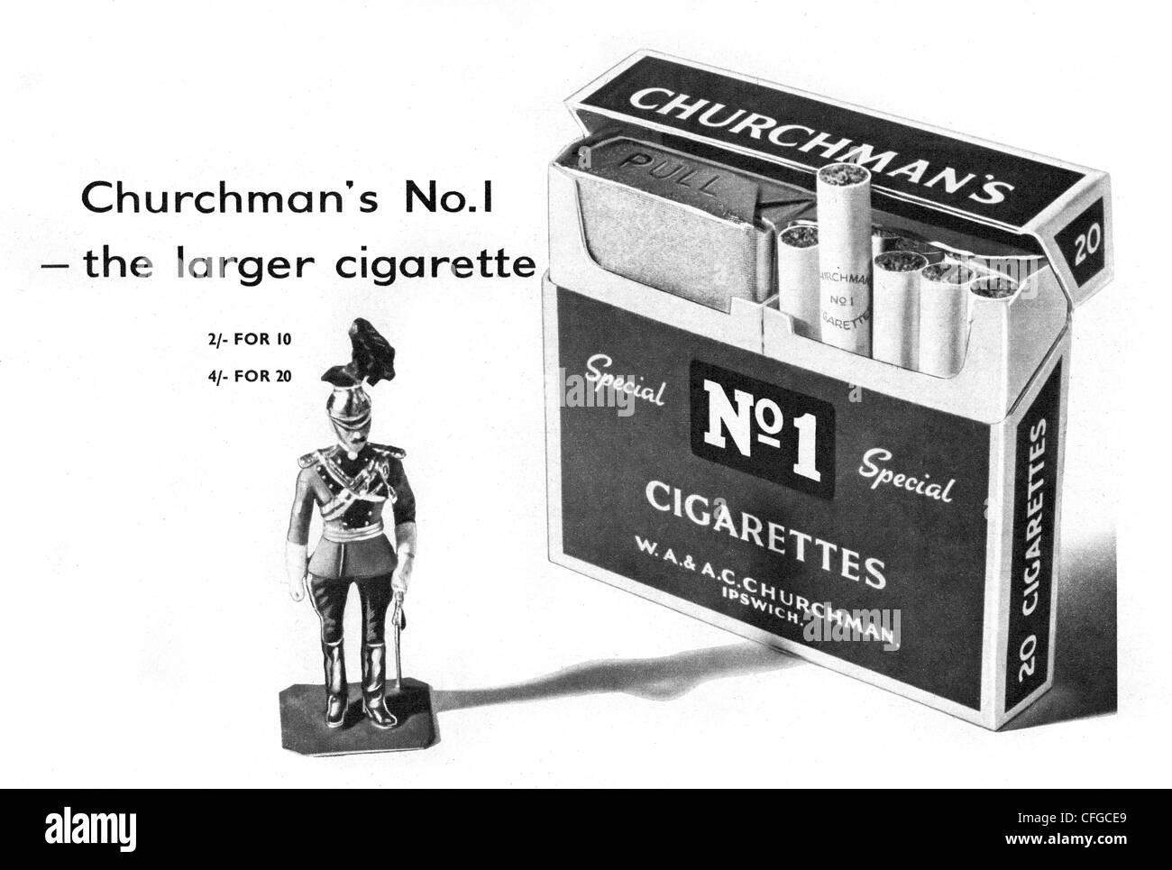 Pas de cigarettes spéciales Churchmans1 annonce de 1957 Banque D'Images