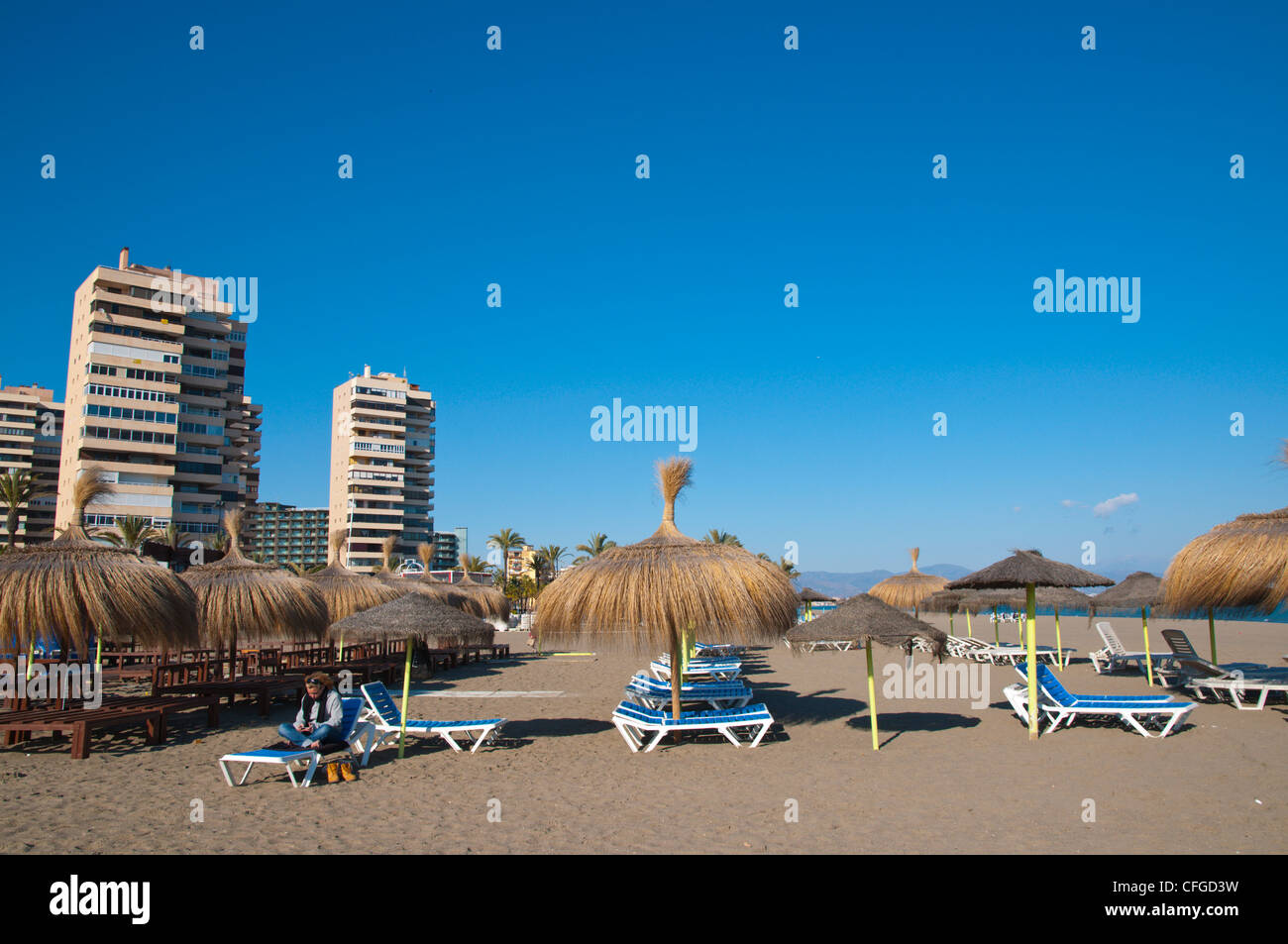 La plage Playamar Torremolinos resort Costa del Sol Malaga Andalousie Espagne la région Europe Banque D'Images