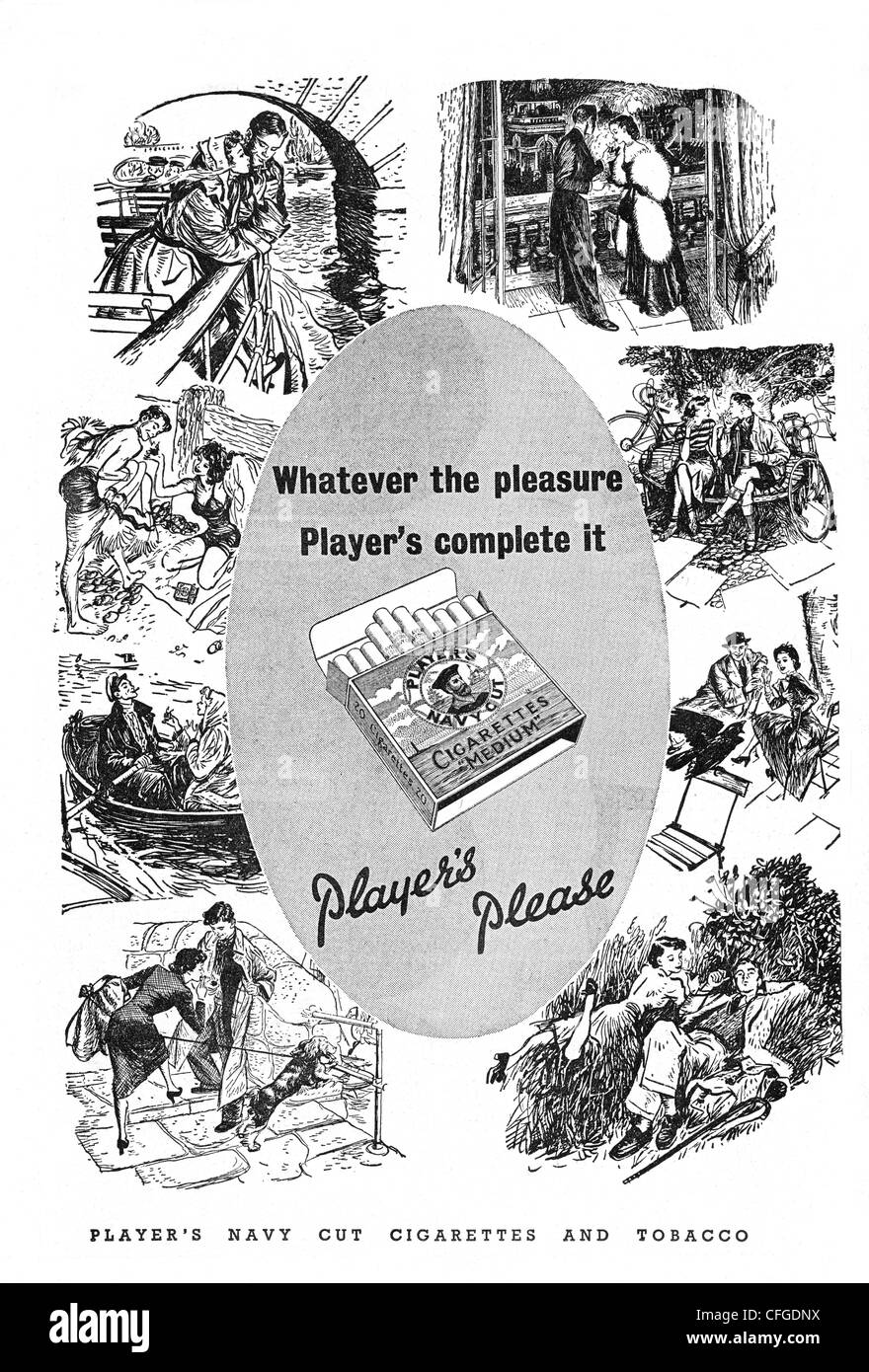 La Marine les joueurs de 1951 annonce de cigarettes Coupe Banque D'Images