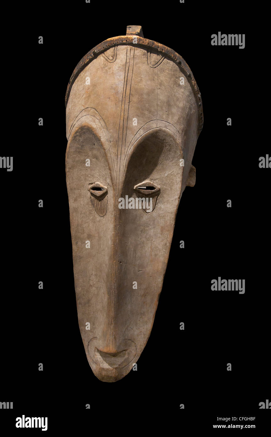 Masque Fang ngil utilisée pour l'une cérémonie pour les sorciers recherche inquisitoire Gabon Afrique Afrique du 19e siècle Banque D'Images
