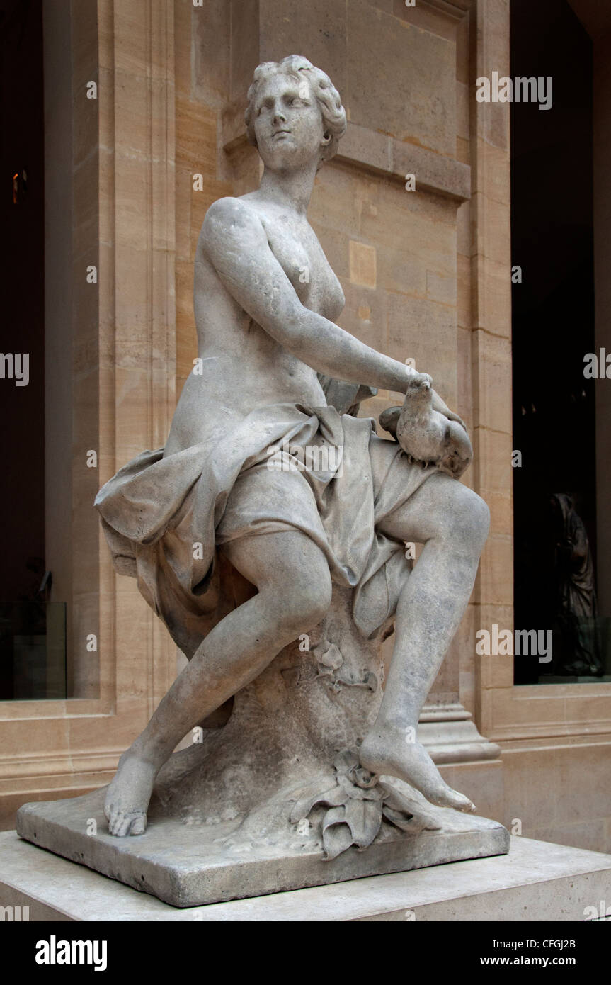 A la colombe - nymphe Nymphe a la colombe 1710 par Nicolas Coustou France French Banque D'Images
