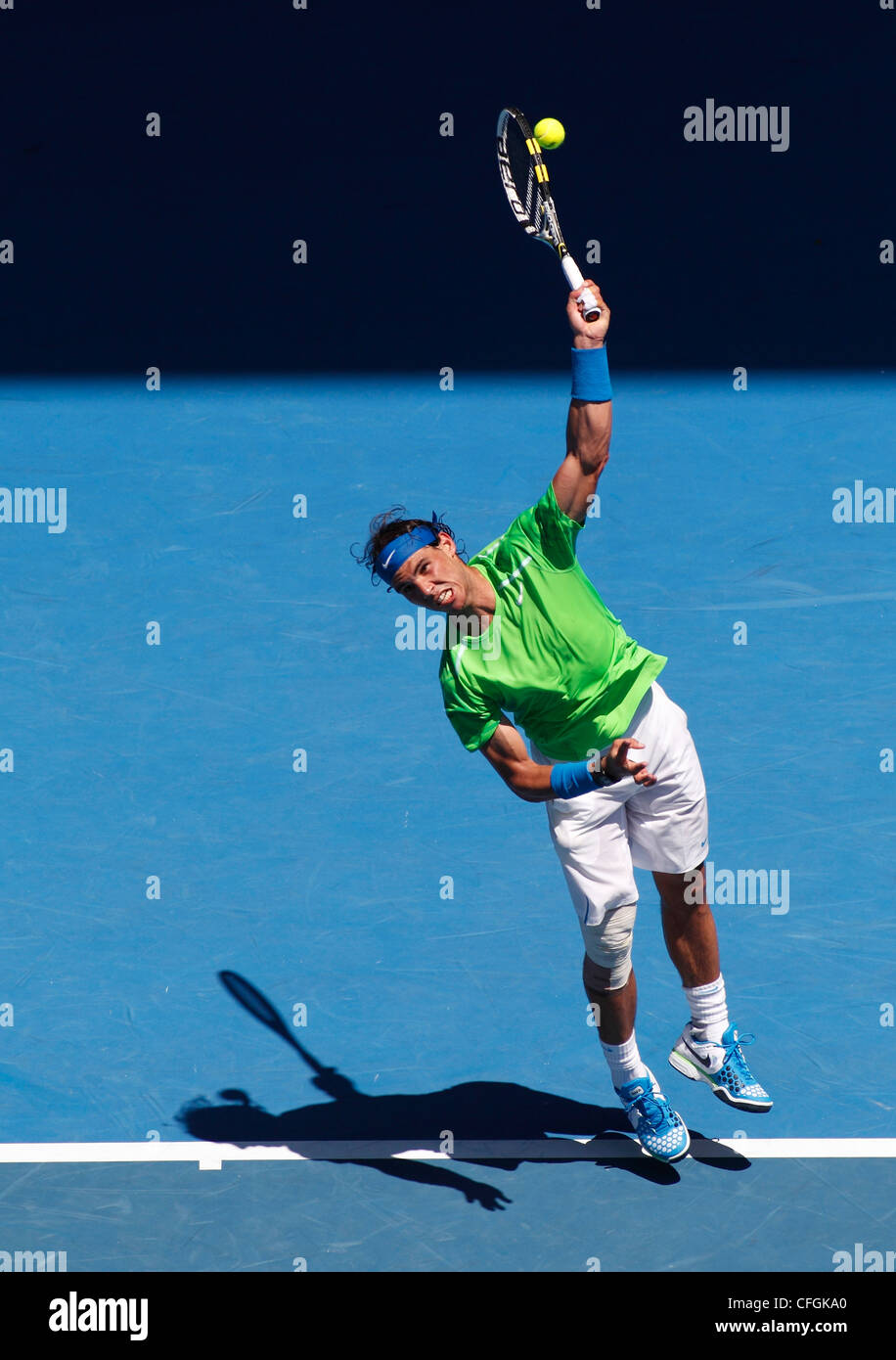 Rafael Nadal (ESP) à l'Australian Open 2012, tournoi du Grand Chelem de tennis de l'ITF, Melbourne Park, Australie. Banque D'Images