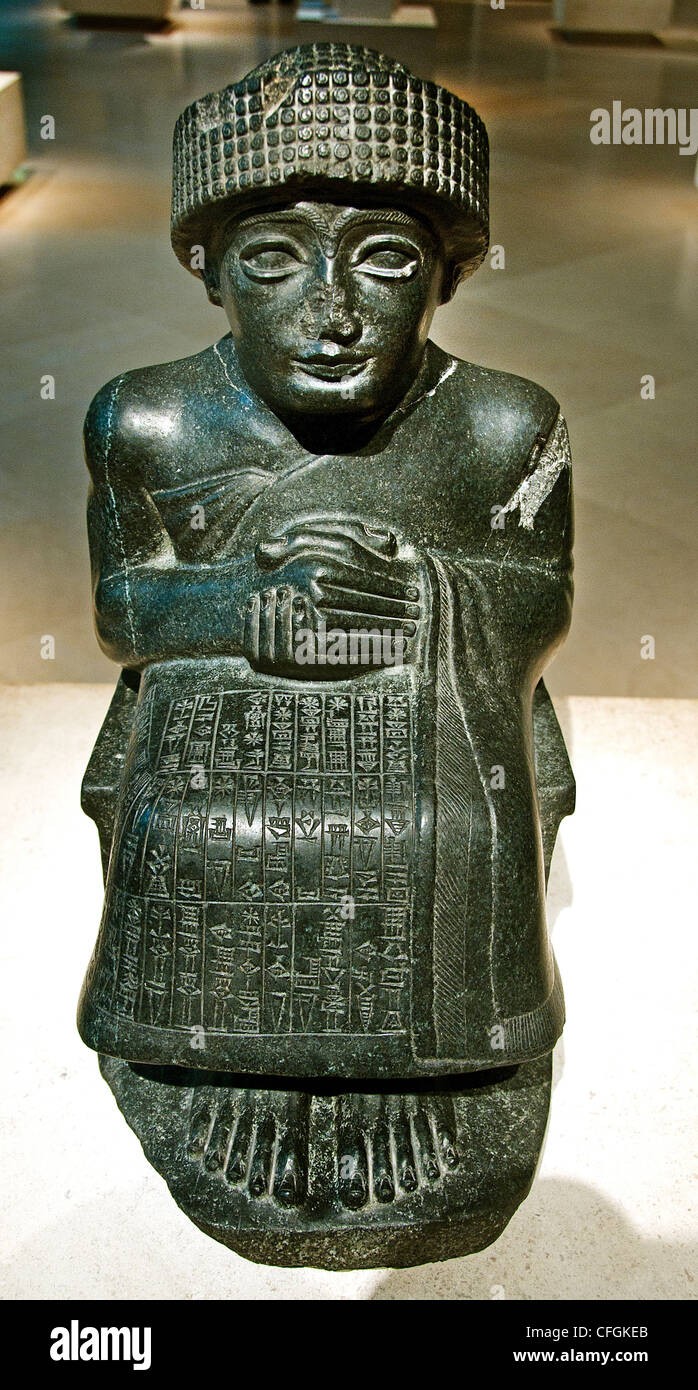 Prince Gudea de Lagash consacré dieu Ningishzida 2120 BC Tello Girsu Hauran Mésopotamie monde punique Phénicien Arabie Du Sud Banque D'Images