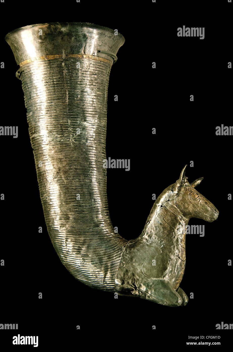 Rhyton corne de gazelle à potable protomé fin 6-4 100 BC Iran Perse Persan Achaemenian empire palace de Darius I à Suse Banque D'Images