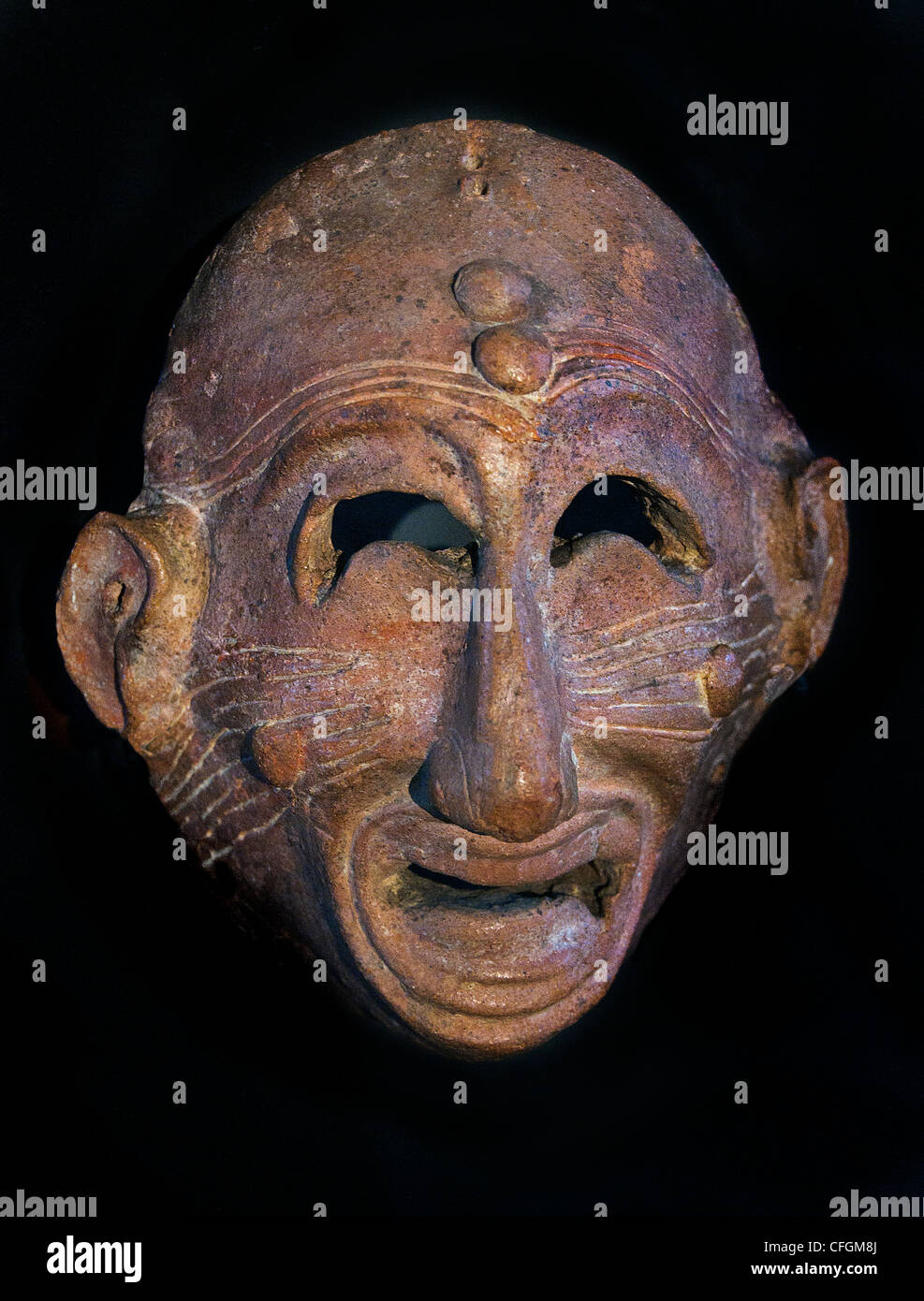 Apotropaïque grimaçant masque ( loin de la malchance ) terre cuite, la fin 7 - 6 100 av. J.-C. Carthage Tunisie Banque D'Images