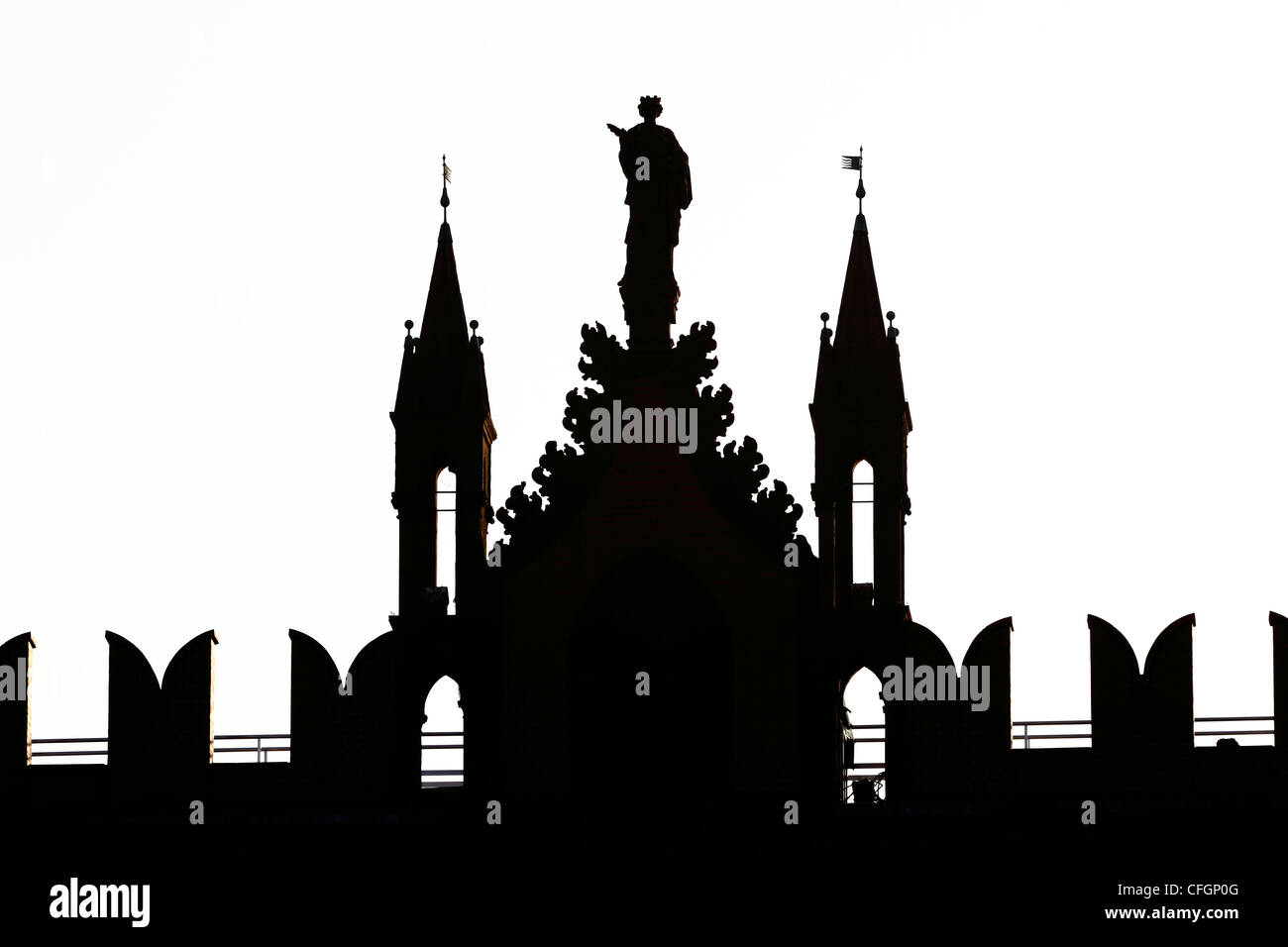 Templeton Carpet Factory Silhouette detail, Glasgow Green, Glasgow, Écosse, Royaume-Uni Banque D'Images