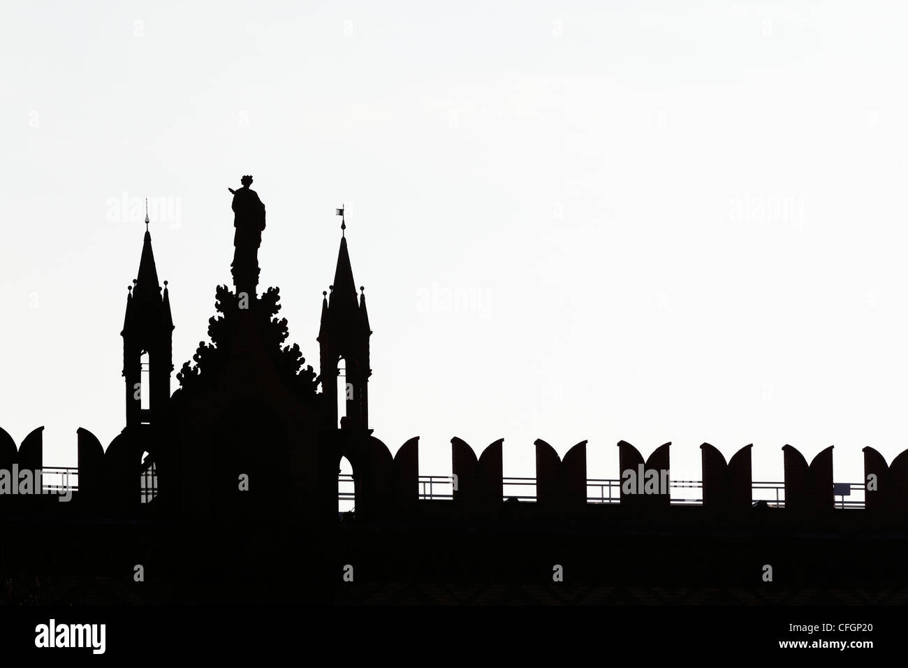 Templeton Carpet Factory Silhouette detail, Glasgow Green, Glasgow, Écosse, Royaume-Uni Banque D'Images