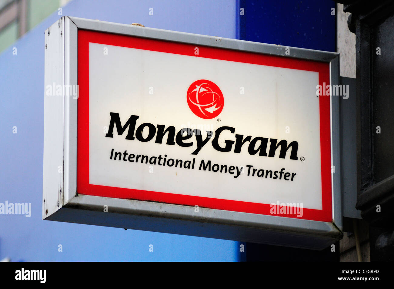 Transfert d'argent MoneyGram International signe, Cambridge, England, UK Banque D'Images