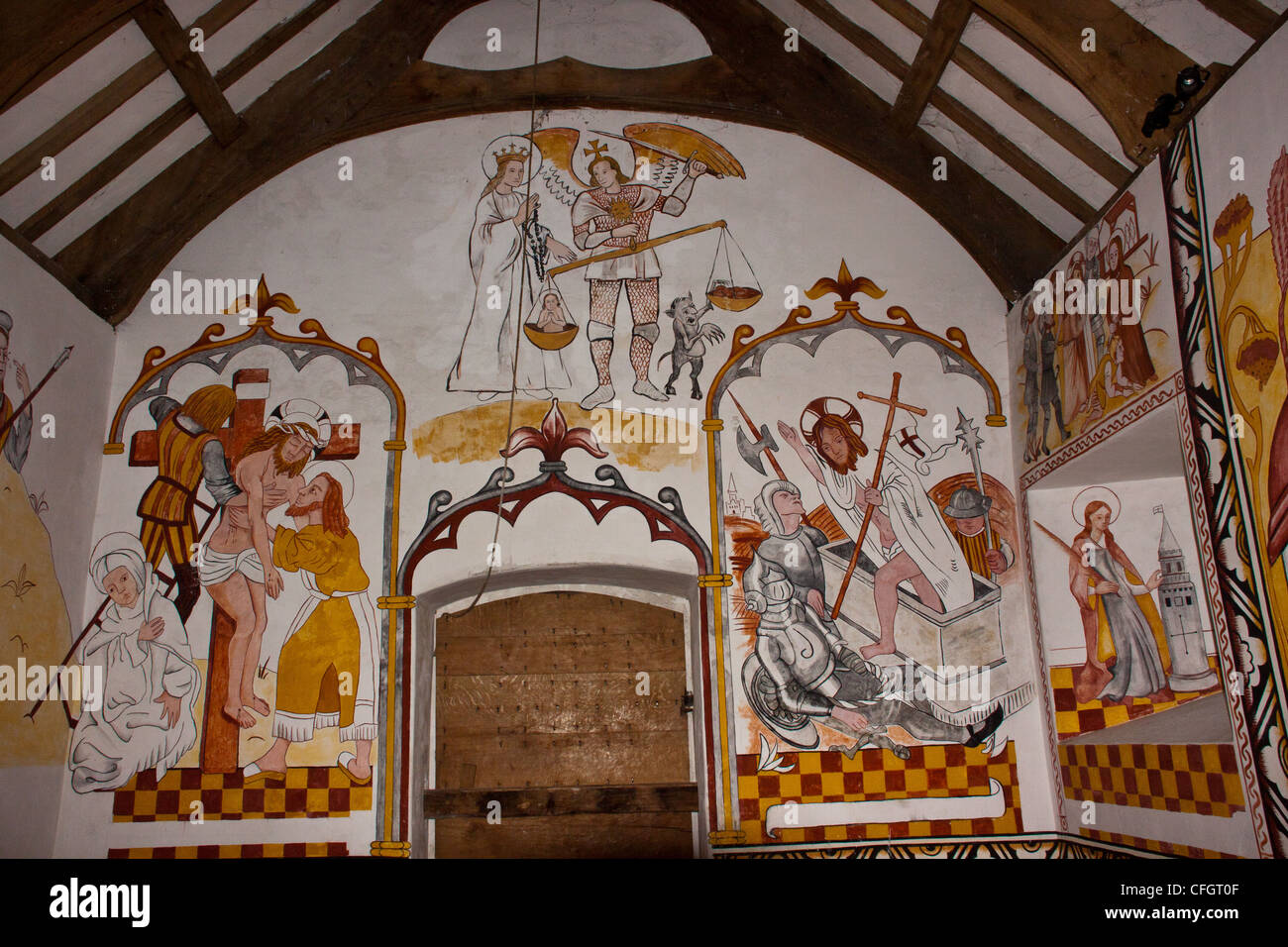 L'église de Saint Teilo construit autour de 1100ad avec 500yr old wall paintings, celte église catholique romaine. Banque D'Images