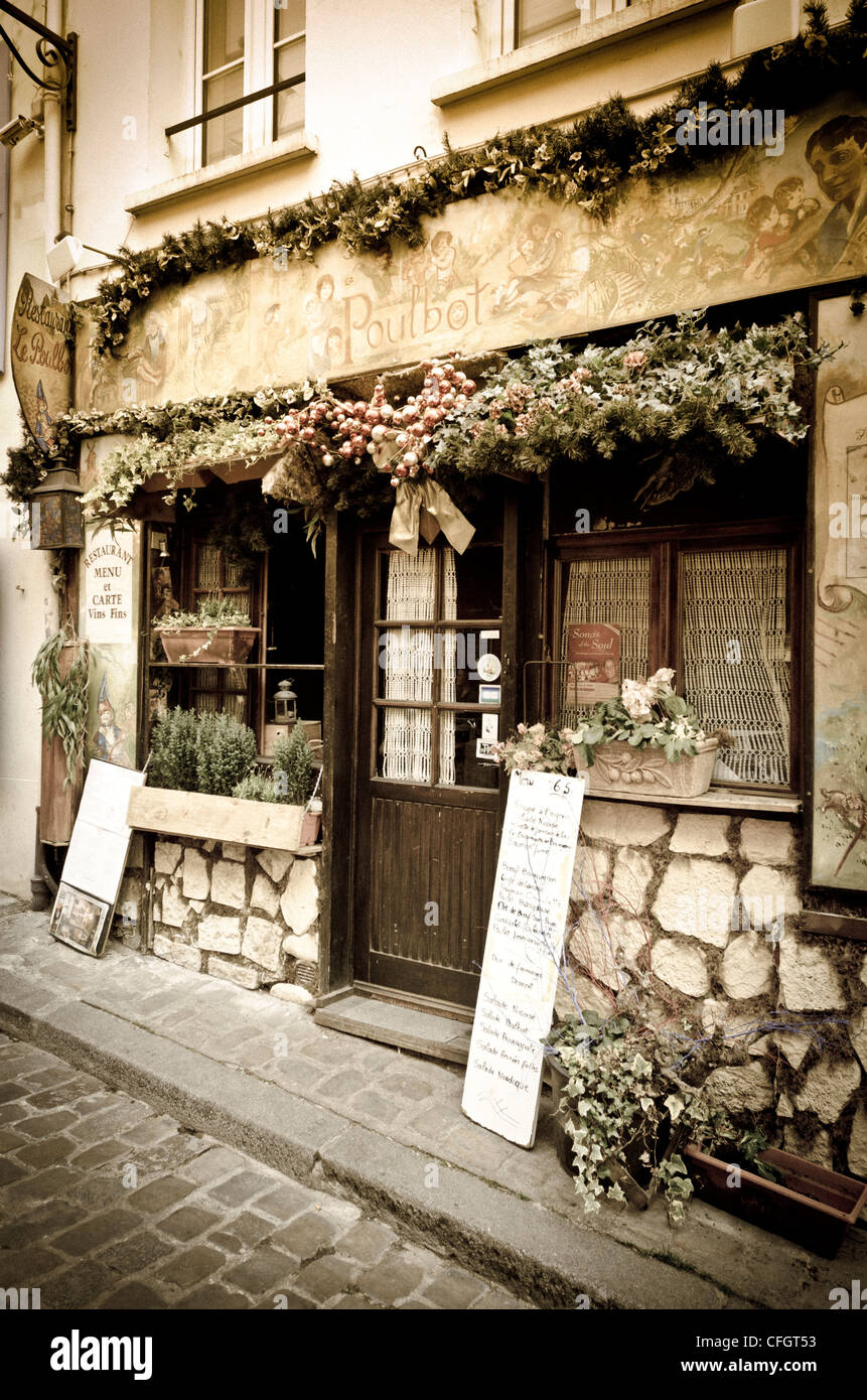 Restaurant Le Poulbot à Montmartre, Paris, France Banque D'Images