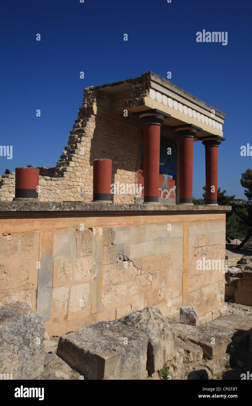 Fresque de Bull, Entrée Nord du Bastion, Palais Minoen de Knossos en Crète, Cyclades, Grèce Banque D'Images