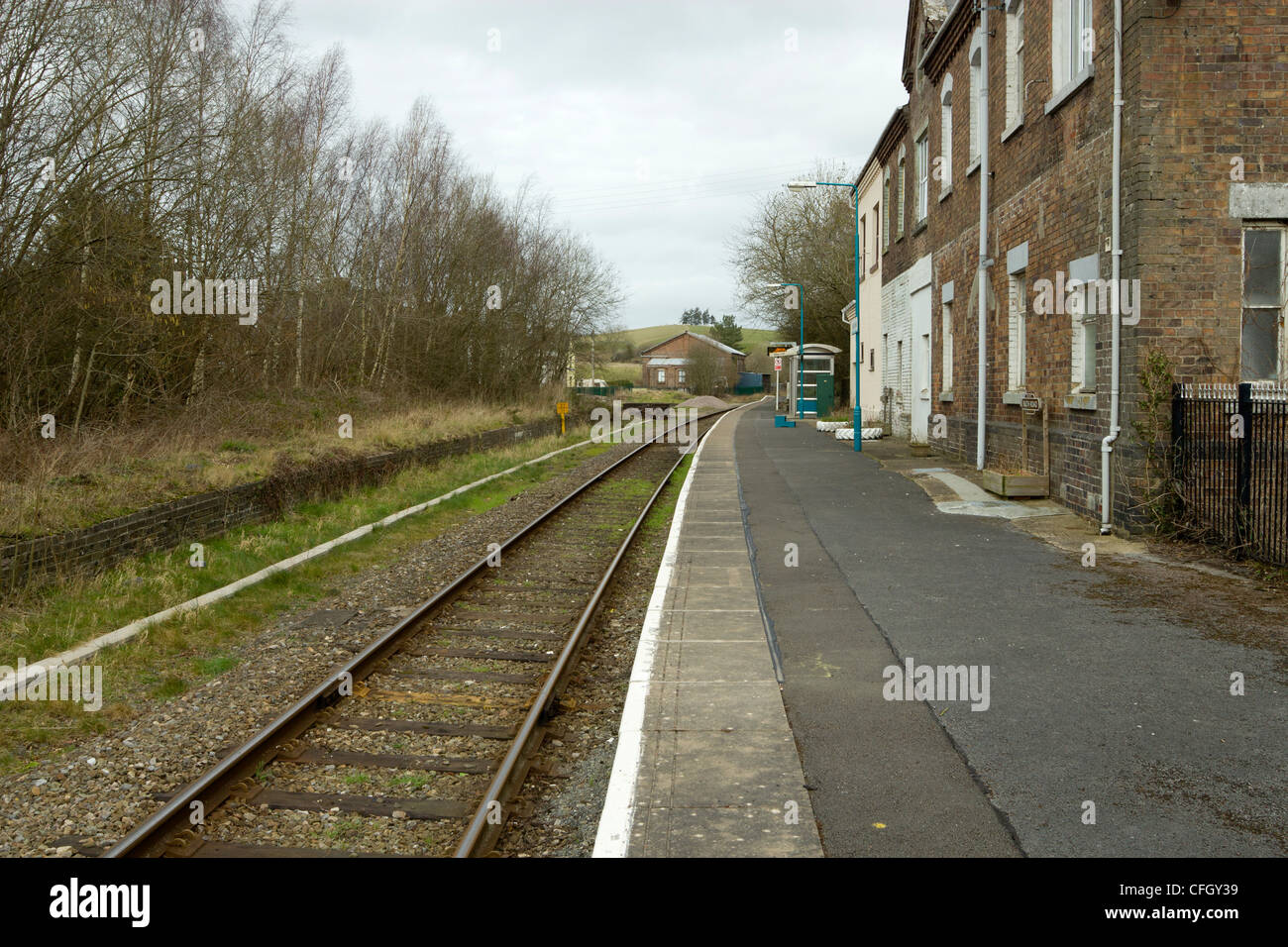 Builth Road railway station platform, Powys Pays de Galles au Royaume-Uni. Banque D'Images