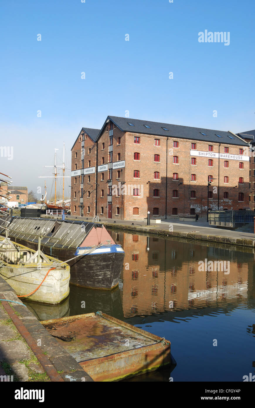 Bras de Barge à Gloucester Docks, UK Banque D'Images Bras de Barge à Gloucester Docks, UK Banque D'Images
