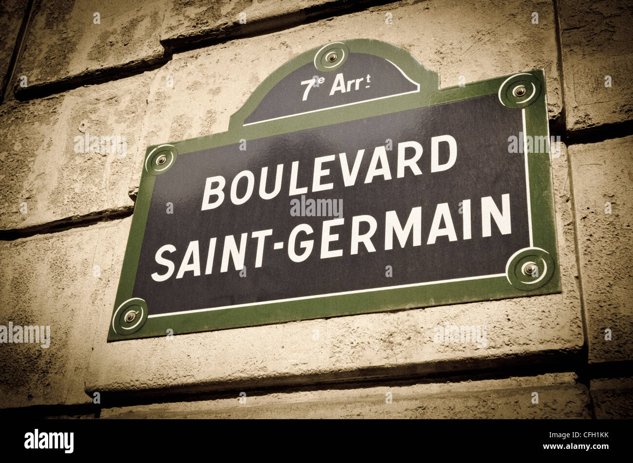 Boulevard Saint-Germain street sign, Paris, France Banque D'Images