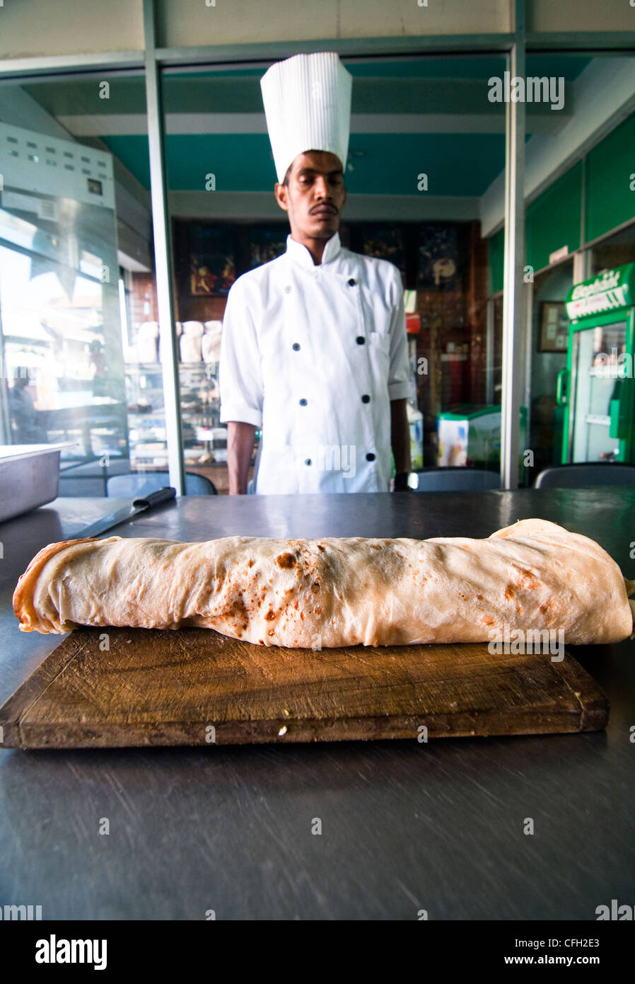 Kottu Roti préparatifs. Banque D'Images
