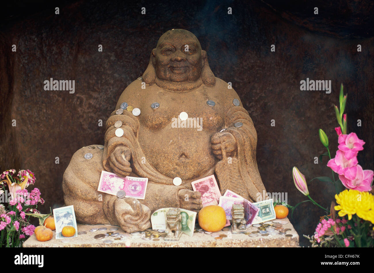 La Chine, Macao, Statue de Bouddha et d'offres en un Ma Temple Banque D'Images