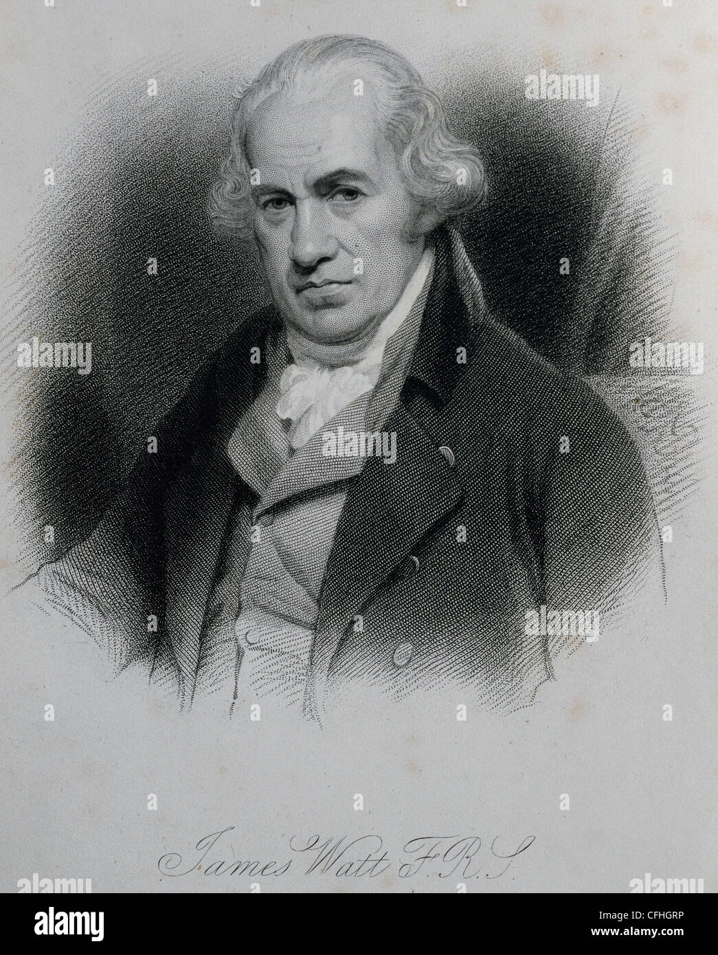 James Watt (1736-1819). L'inventeur écossais. La gravure. 19e siècle. Banque D'Images