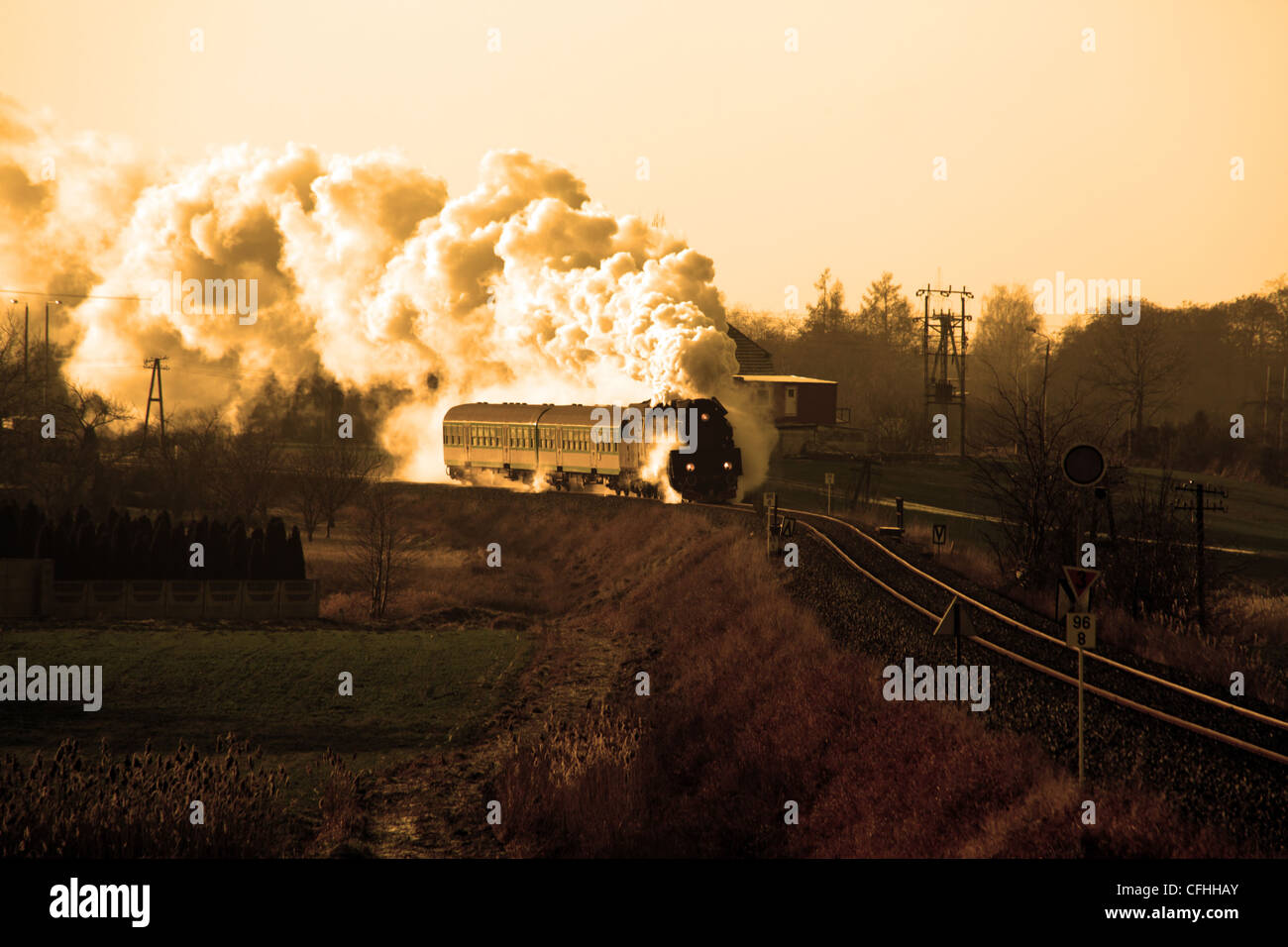 Train à vapeur vieux rétro Banque D'Images