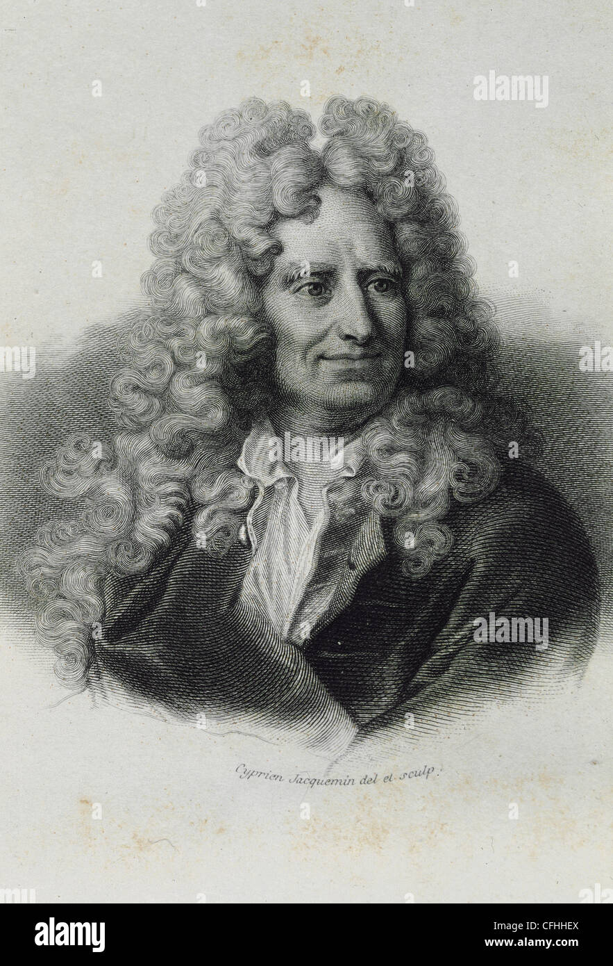 Nicolas Boileau-Despreaux (1636-1711). Poète français. Gravure par Cyprien Jacquemin. Banque D'Images