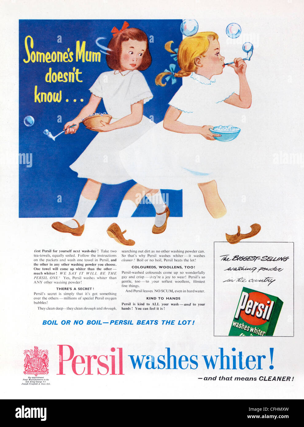 La lessive en poudre Persil annonce de 1954, commercialisé à la fois par Henkel AG et Unilever Banque D'Images