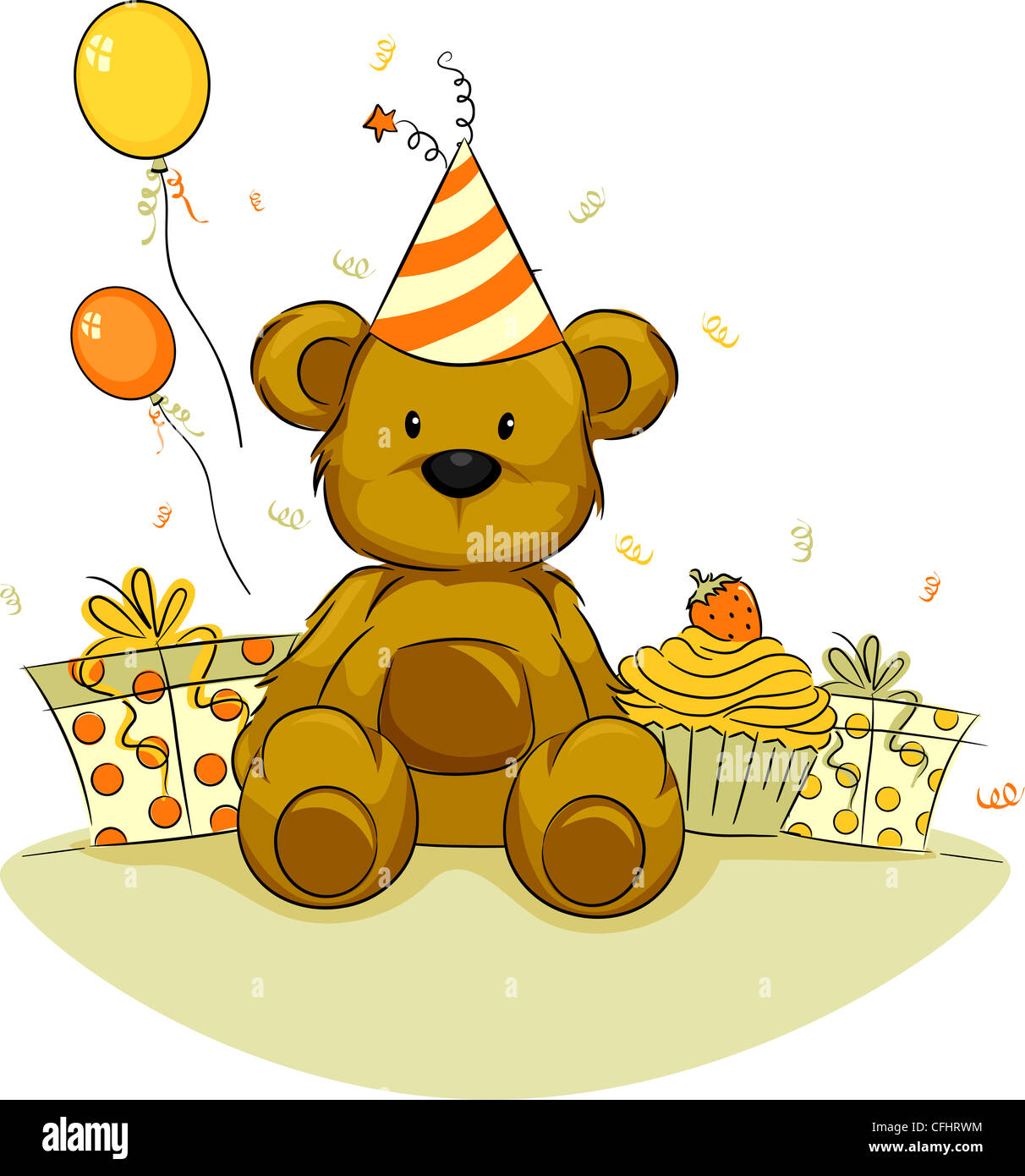 Illustration D Un Ours En Peluche Fete Son Anniversaire Photo Stock Alamy