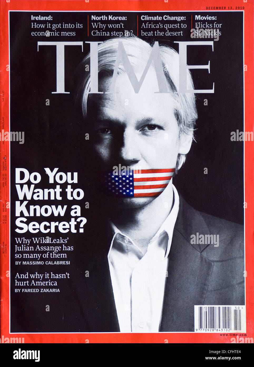 Couverture de Time magazine de Julian Assange Banque D'Images