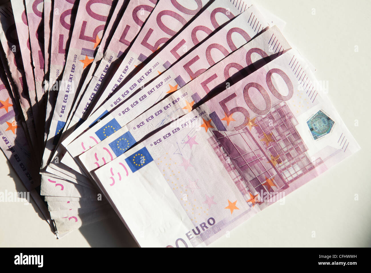 Billets en euros utilisés en Europe Banque D'Images