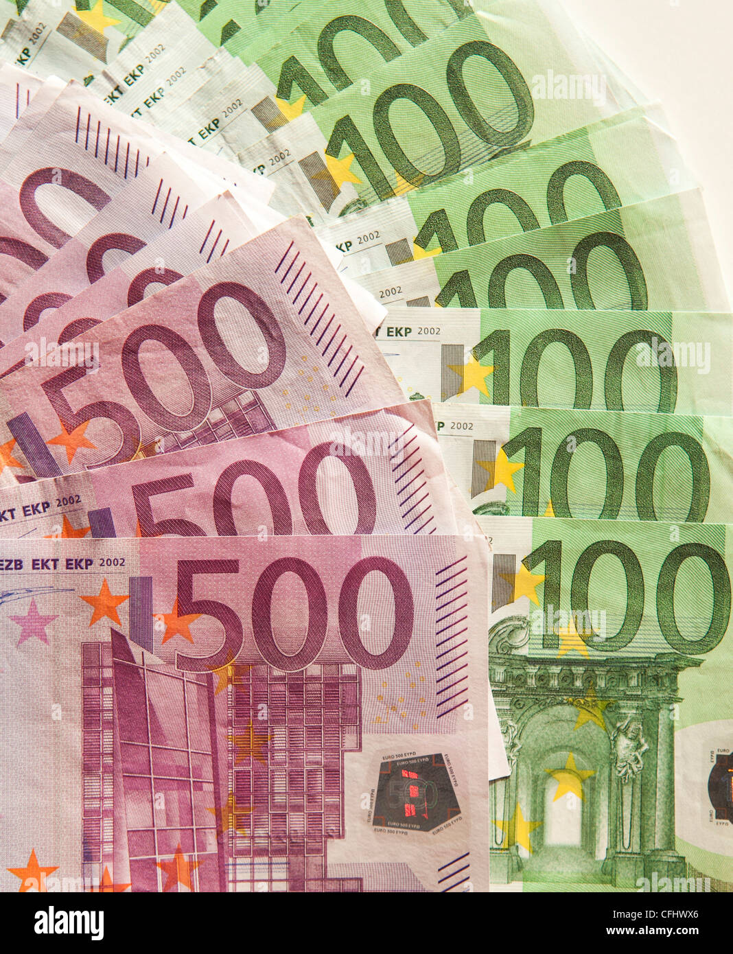 Billets en euros utilisés en Europe Banque D'Images