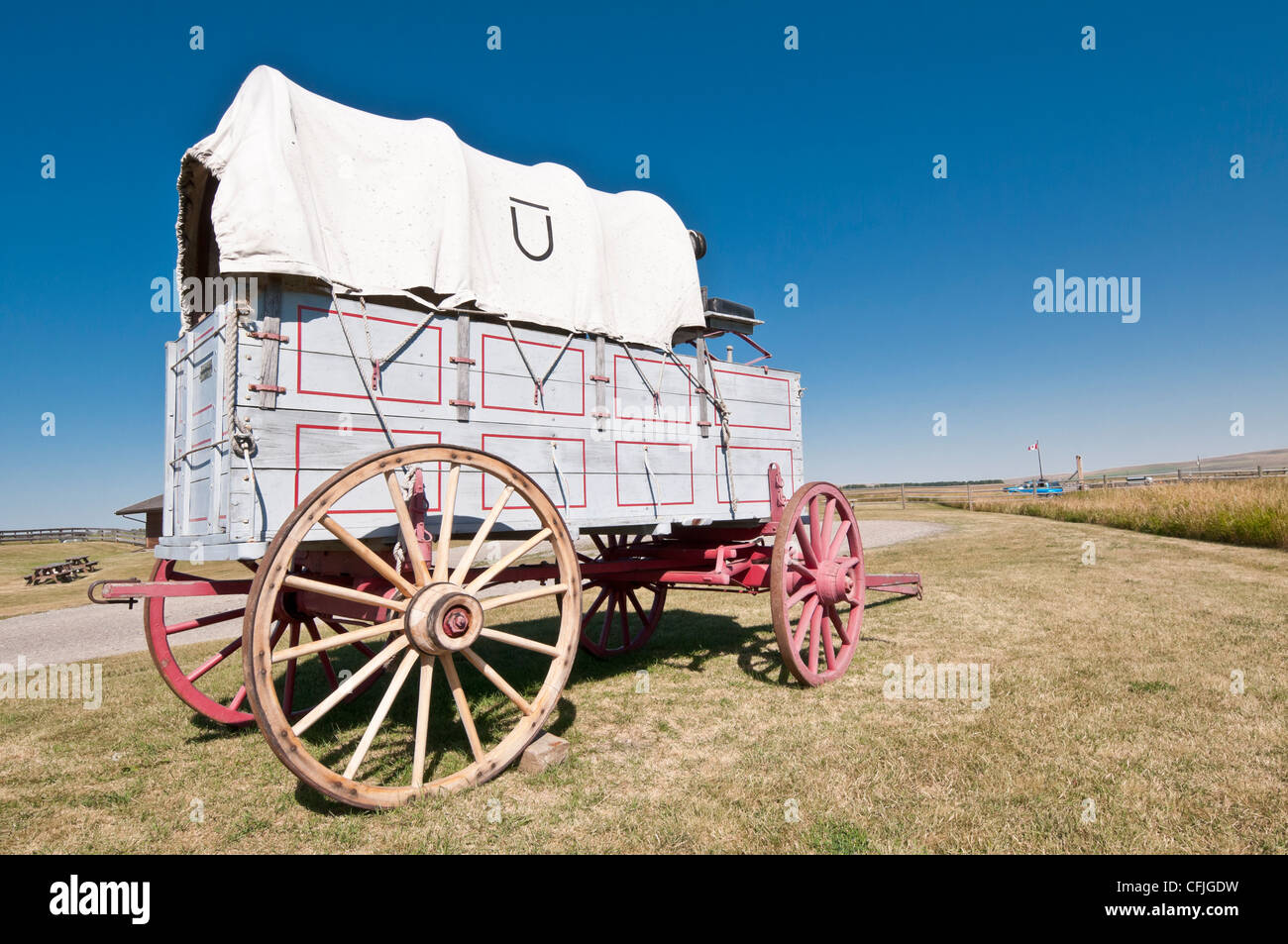 Wagon couvert, Bar U Ranch, Lieu historique national, Alberta, Canada Banque D'Images
