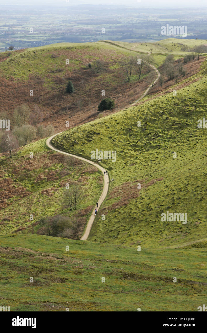 Balade dans les collines de Malvern - Camp britannique le 10 mars 2012. Banque D'Images