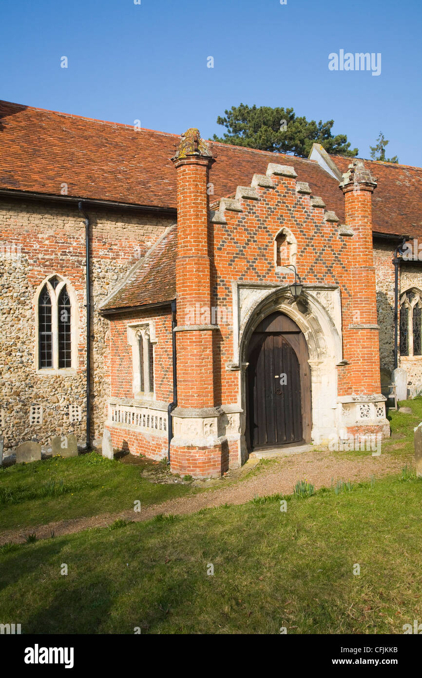 Porche Tudor de Saint Pierre Eglise, Charsfield, Suffolk, Angleterre Banque D'Images