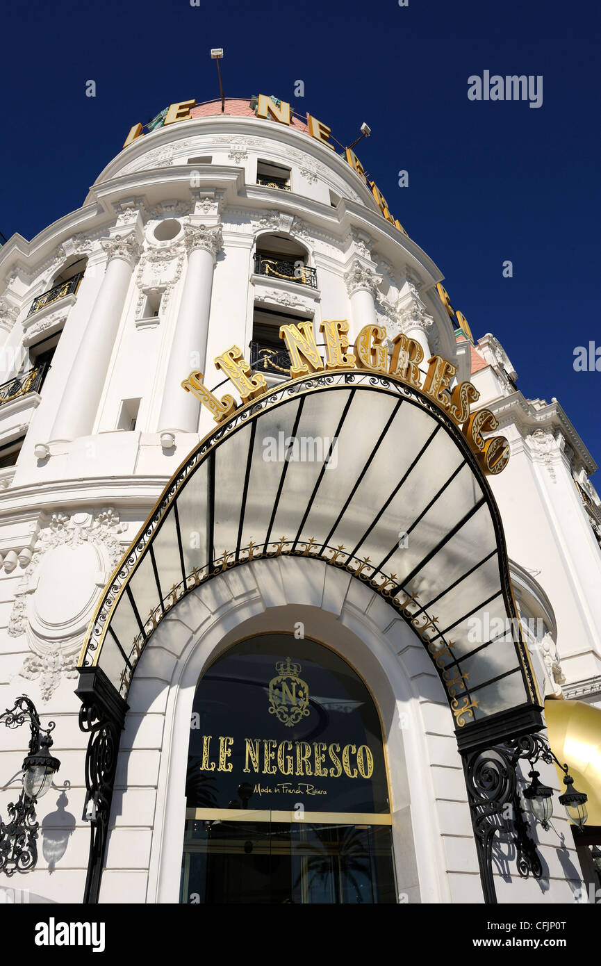 Détail, l'hôtel Le Negresco, Promenade des Anglais, Nice, Alpes Maritimes, Provence, Côte d'Azur, d'Azur, France, Europe Banque D'Images