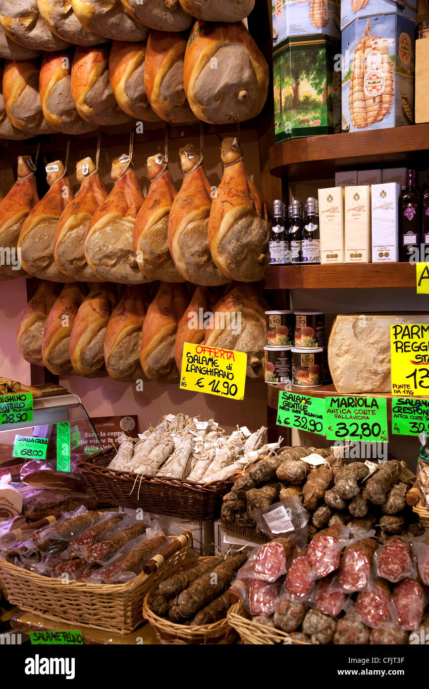 Les bouchers boutique, Parme, Emilie-Romagne, Italie, Europe Banque D'Images