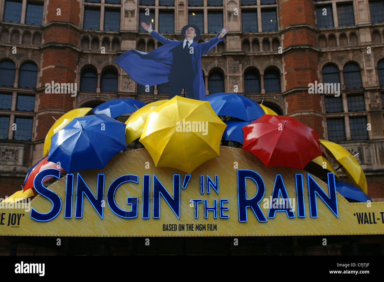 Panneaux d'Singin' in the Rain au Palace Theatre, Londres Banque D'Images