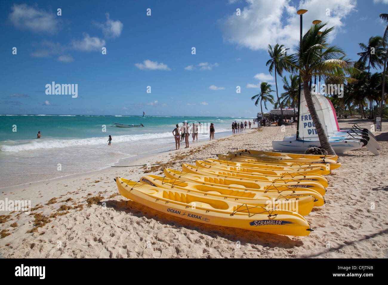 La plage de Bavaro, Punta Cana, République dominicaine, Antilles, Caraïbes, Amérique Centrale Banque D'Images