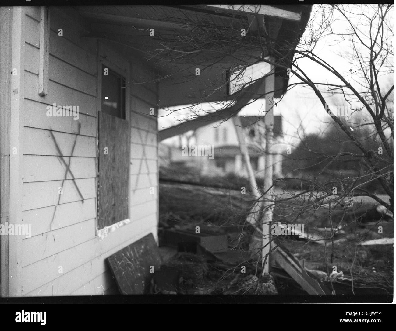 Les bâtiments détruits à Marysville, Indiana après la tornade de mars 2012 qui a presque détruit la ville de la carte. x marqués Banque D'Images