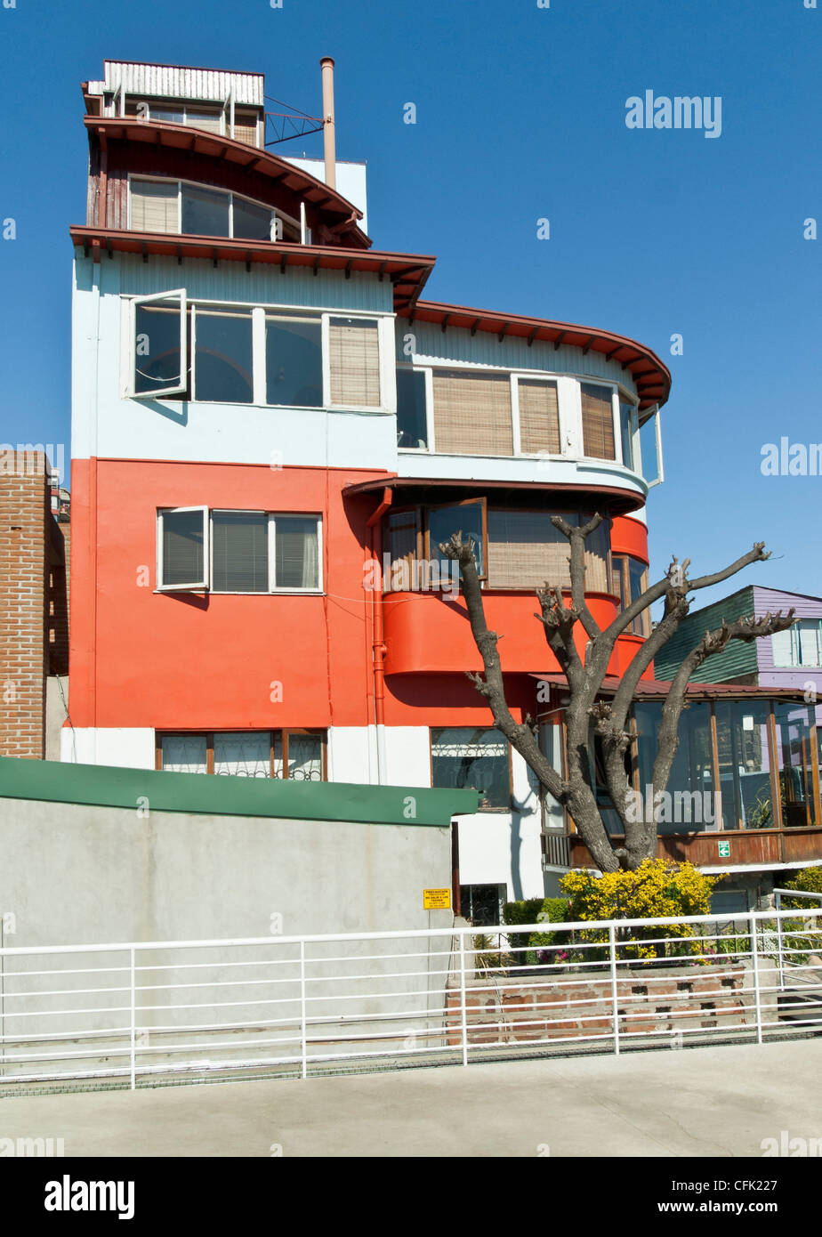 La Sebastiana, maison de Pablo Neruda à Valparaiso, Chili. Banque D'Images