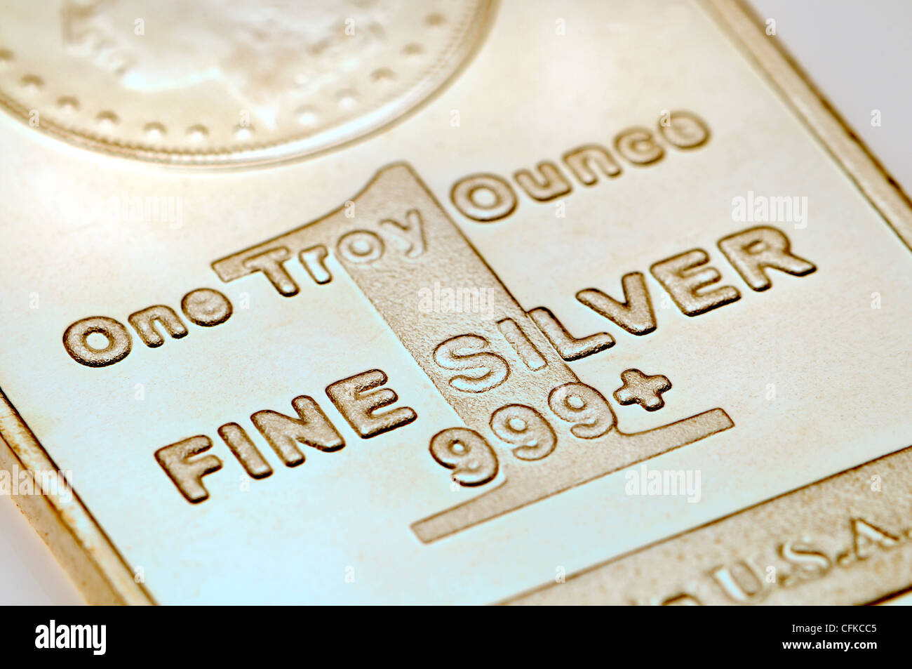 Lingot lingots d'argent - une once troy Banque D'Images