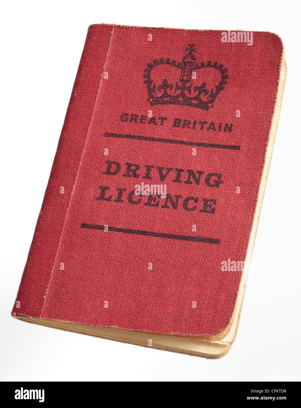 Couverture rouge de style ancien permis de conduire britannique à la fin des années 60 Banque D'Images
