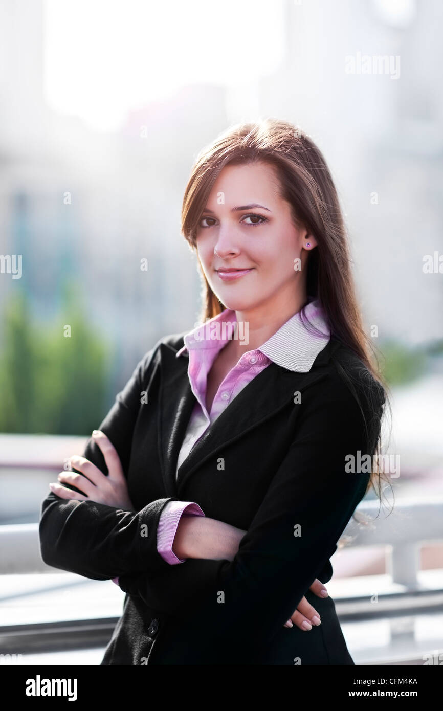 USA, Seattle, Smiling young businesswoman Banque D'Images