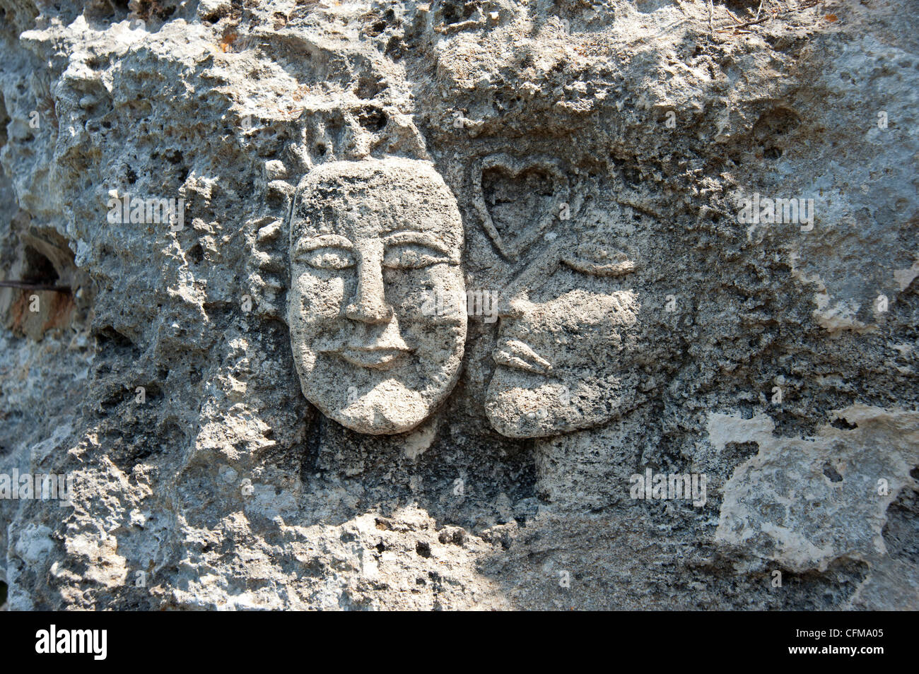Les sculptures de rock face à Calas Mallorca Espagne criques Banque D'Images
