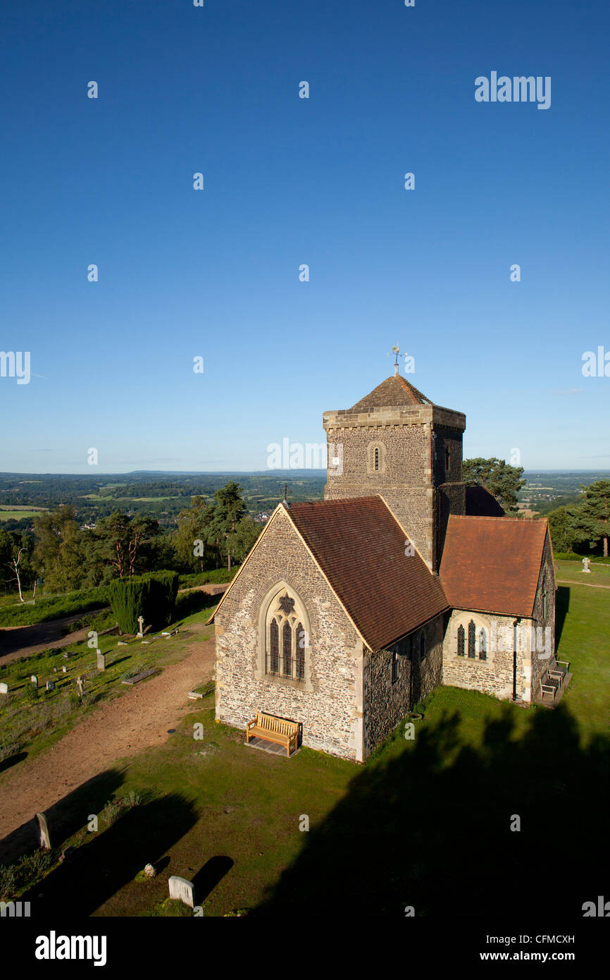 Saint-jean, église San Telmo San Telmo Hill, Surrey Hills, North Downs Way, près de Guildford, Surrey, Angleterre, Royaume-Uni, Europe Banque D'Images