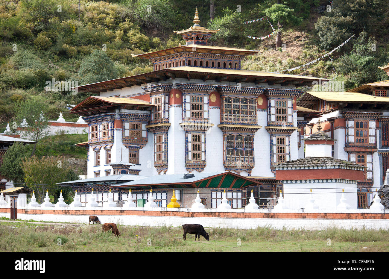 Temple de Kurjey près de Jakar Lhakhang, Bumthang, Bhoutan, Asie Banque D'Images