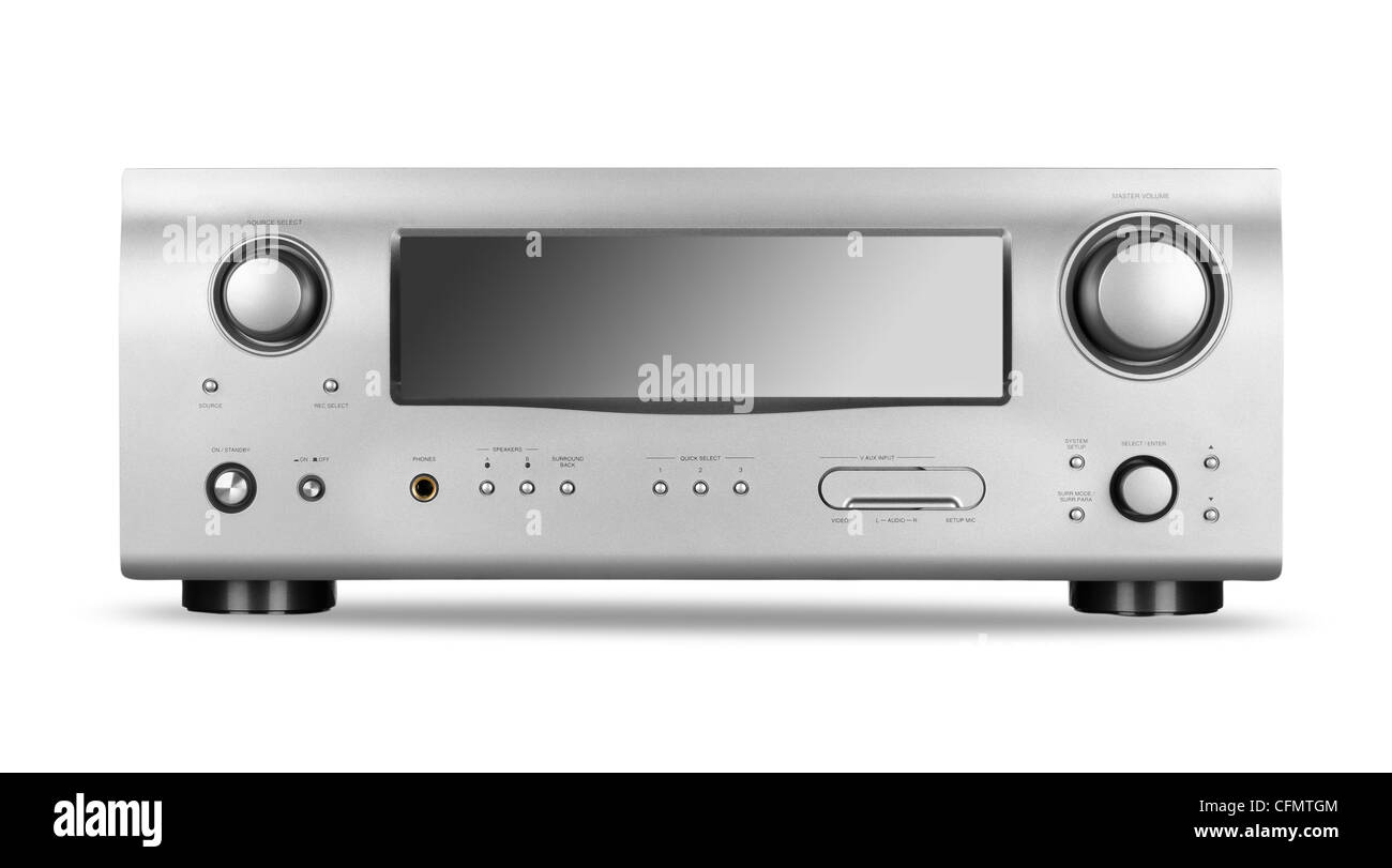 Récepteur AV Hi-Tech isolé sur fond blanc Banque D'Images