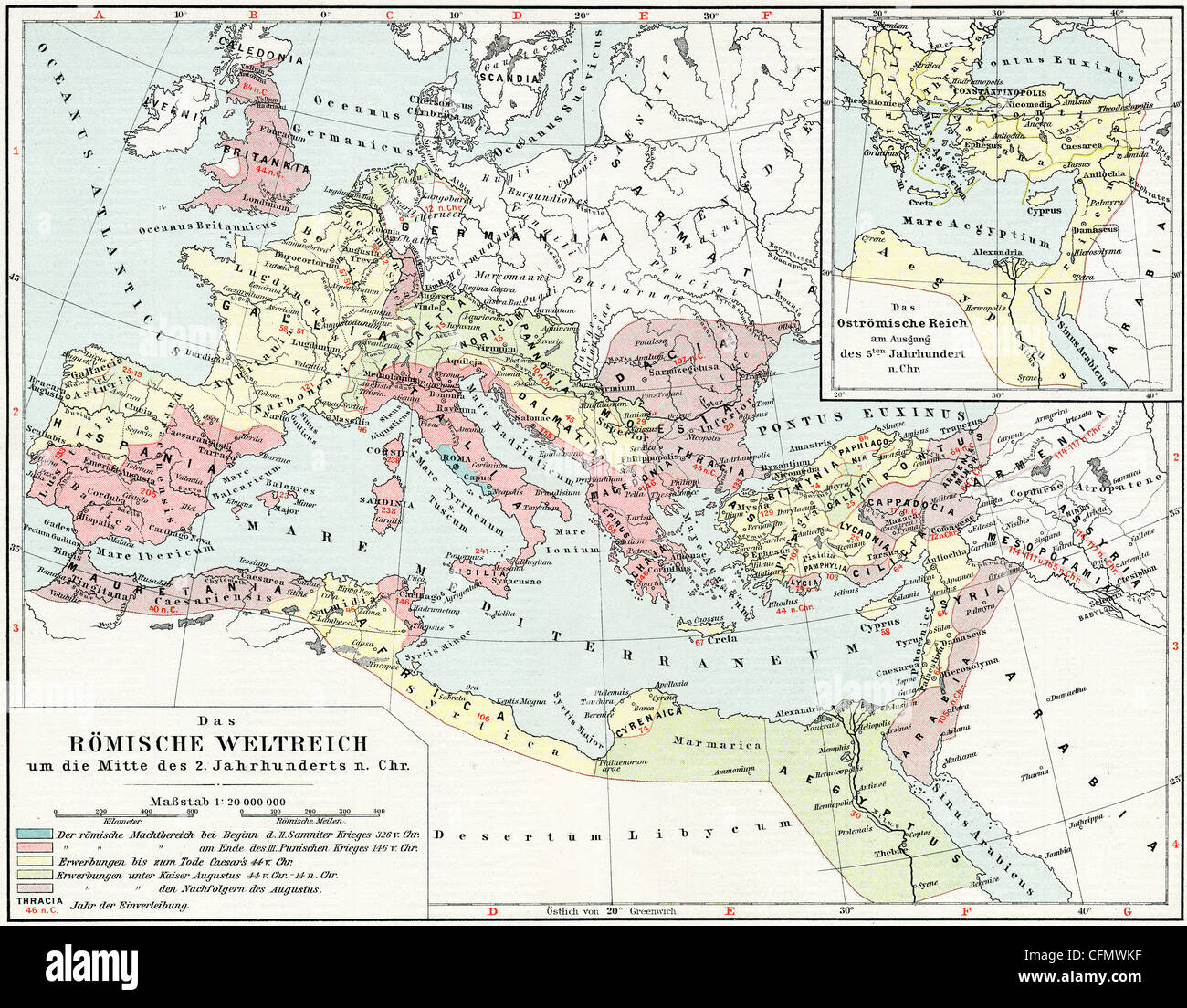 La Carte De Lempire Romain 2e Siècle Ad Banque Dimages