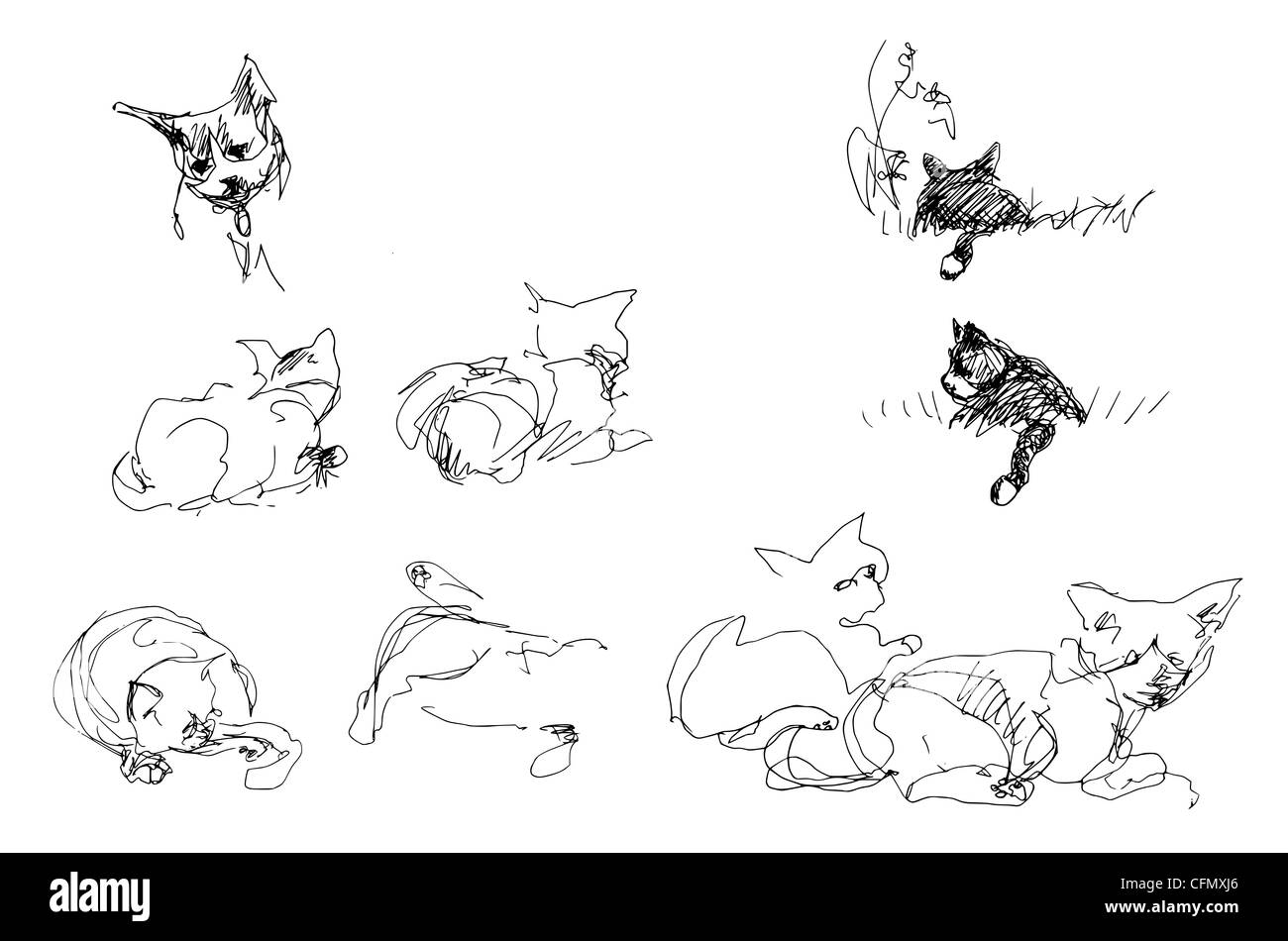 Une série de 17 croquis/gribouillis dessinés à la main informels, à utiliser comme illustrations de divers sujets. Drôle hilarante bizarre ridicule ou mortel grave. Banque D'Images Une série de 17 croquis/gribouillis dessinés à la main informels, à utiliser comme illustrations de divers sujets. Drôle hilarante bizarre ridicule ou mortel grave. Banque D'Images
