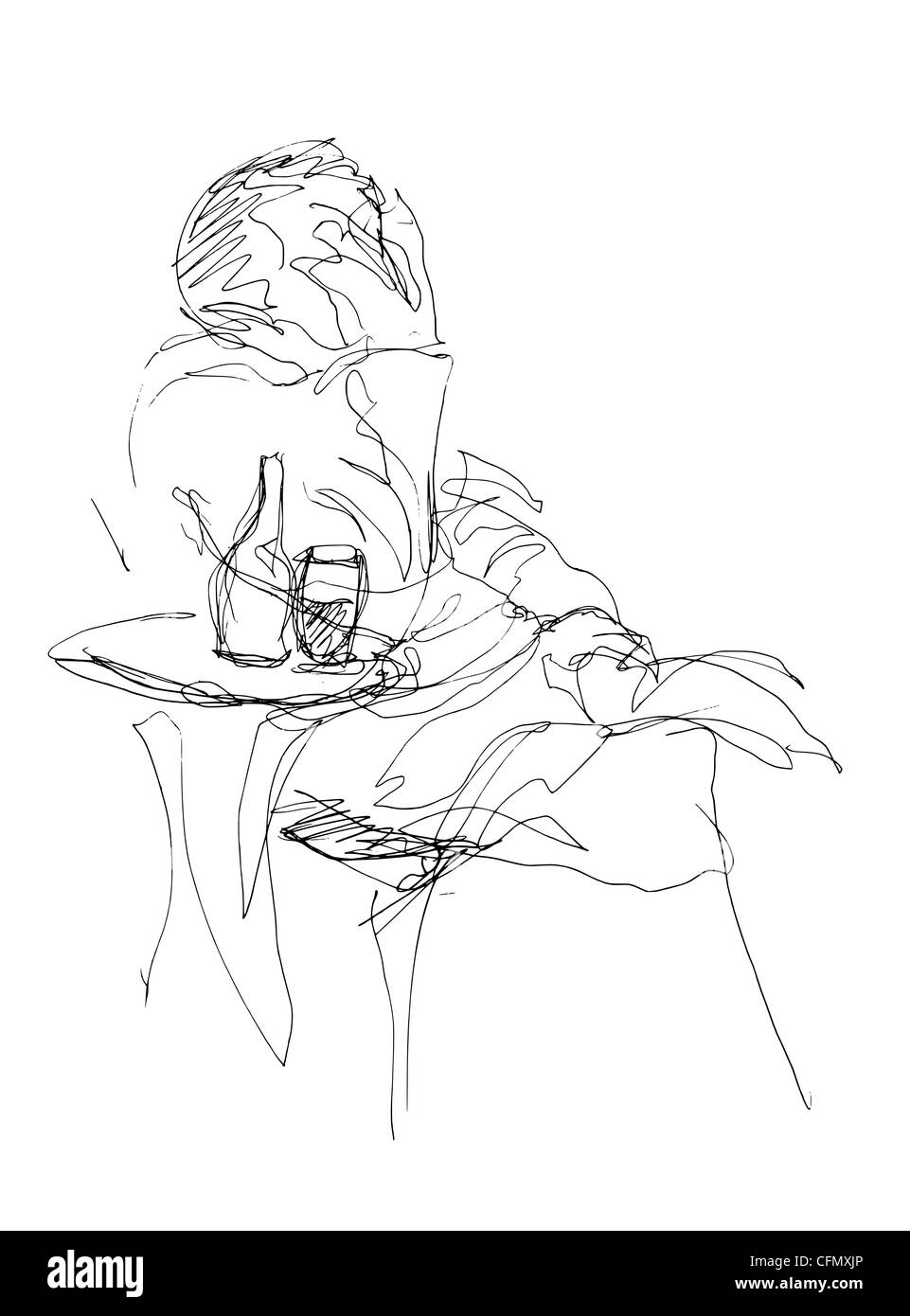 Une série de 17 croquis/gribouillis dessinés à la main informels, à utiliser comme illustrations de divers sujets. Drôle hilarante bizarre ridicule ou mortel grave. Banque D'Images