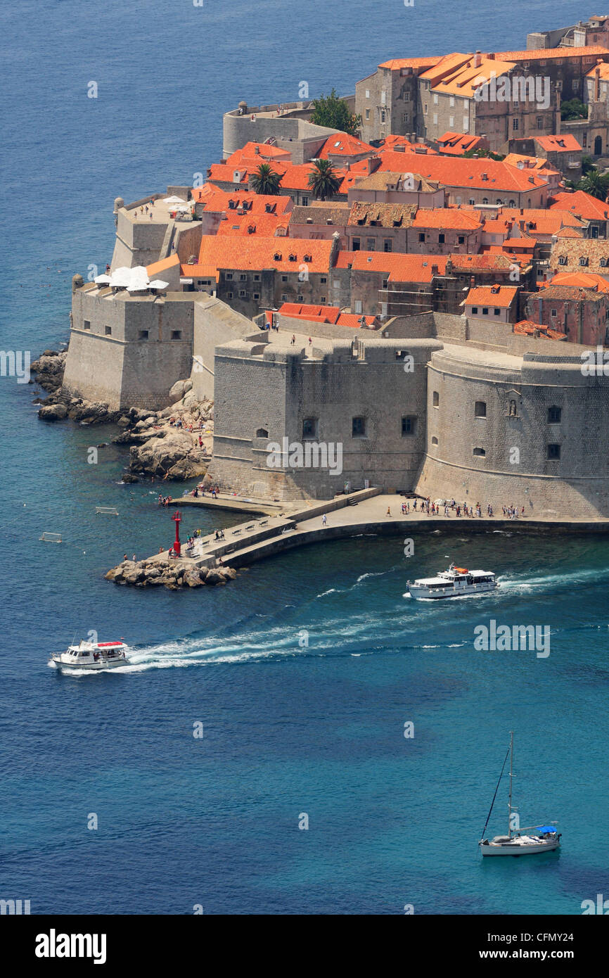 Vue depuis la colline de la vieille ville. Dubrovnik, Croatie Banque D'Images