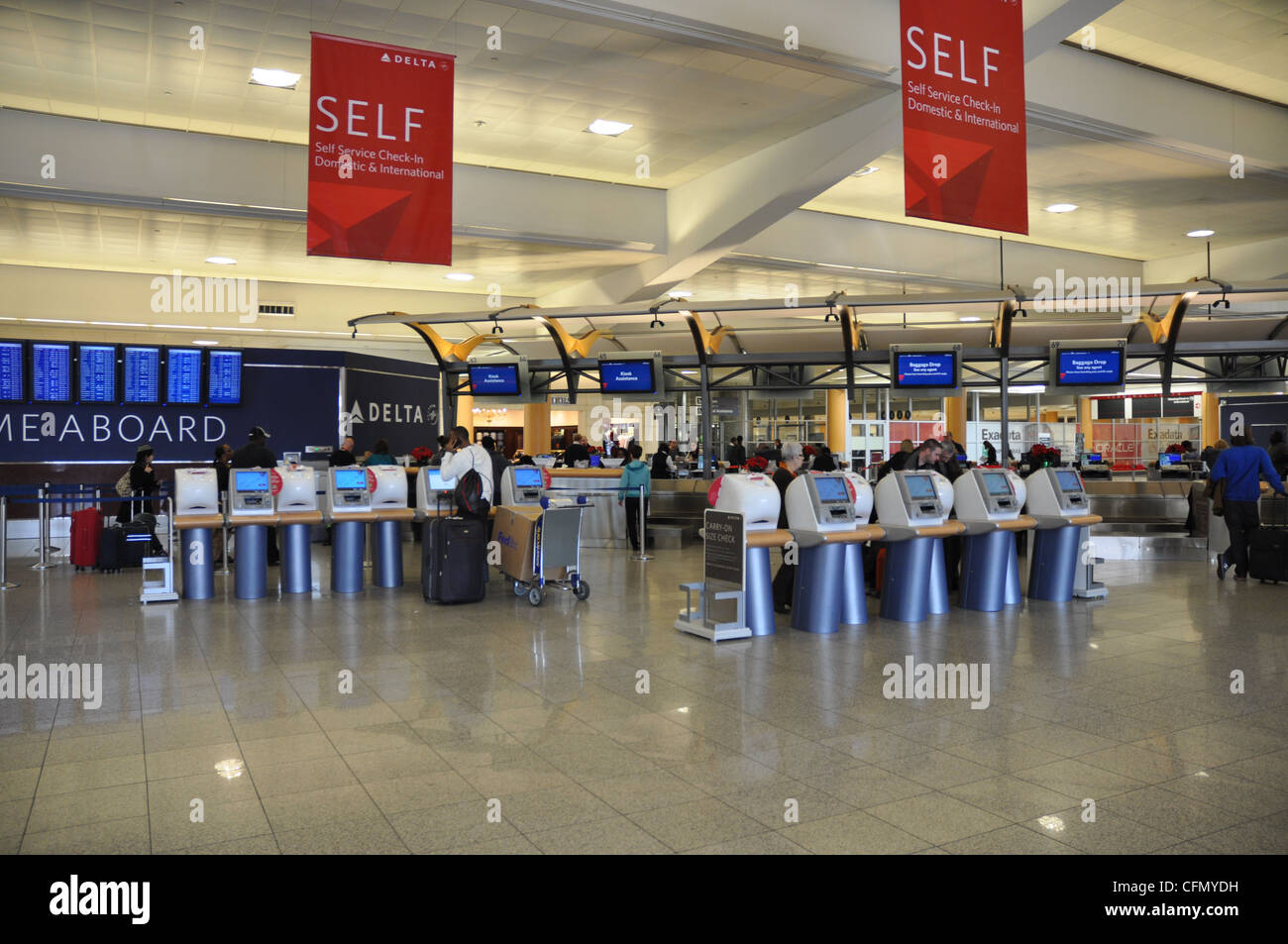 L'enregistrement à l'Aéroport International d'Atlanta. Banque D'Images